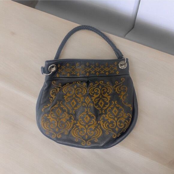 BRIGHTON RARE MASTERPIECE EMBROIDERED BROCADE BLK/BROWN SHOULDER HANDBAG - Picture 1 of 6